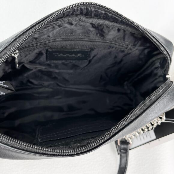 Tahari Calista Vegan Leather Satchel Black Quilted New - Picture 8 of 14